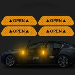 4PCS Reflective Car Door Sticker Safety Opening Warning Reflector Tape Decal Car Accessories Exterior Interior Reflector Sticker