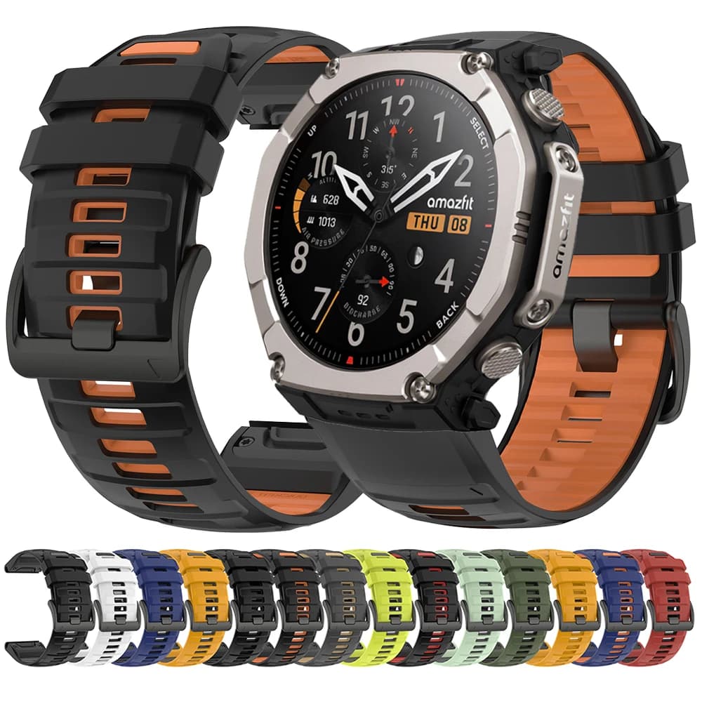 26mm QuickFit Silicone Watch Strap for Amazfit T-Rex Ultra 2 51mm Breathable Sport Replacement Band Wristband