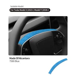 For Tesla Model 3 Highland / Model Y Juniper 2026- Steering Wheel Decorative Frame Trim Sticker Car Accessory Made of Alcantara