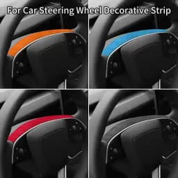 For Tesla Model 3 Highland / Model Y Juniper 2026- Steering Wheel Decorative Frame Trim Sticker Car Accessory Made of Alcantara