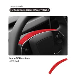 For Tesla Model 3 Highland / Model Y Juniper 2026- Steering Wheel Decorative Frame Trim Sticker Car Accessory Made of Alcantara