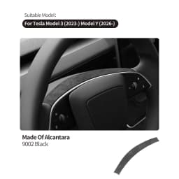 For Tesla Model 3 Highland / Model Y Juniper 2026- Steering Wheel Decorative Frame Trim Sticker Car Accessory Made of Alcantara