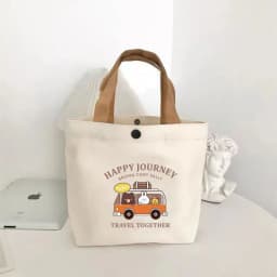 Little Bear Canvas Bag, Female Printed Versatile, Student Portable, Office Handbag, Bento Bag, Handbag, Sail Bag