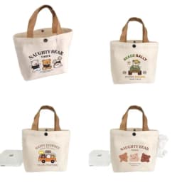 Little Bear Canvas Bag, Female Printed Versatile, Student Portable, Office Handbag, Bento Bag, Handbag, Sail Bag