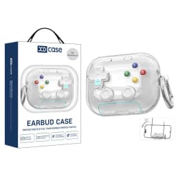 XDcase Transparent Retro Game Console Design Earbuds Case For AirPods Pro 3 / 4 / Pro 2 / 1 with Holder & Stress Relief Button