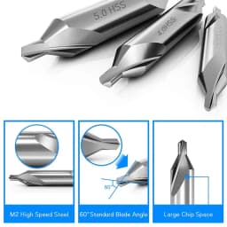 7Pcs 1/1.5/2/2.5/3/4/5 Center Drill Bits Set,60-Degree Angle Center Drill Bits Kit Countersink Tools for Lathe Metalworking