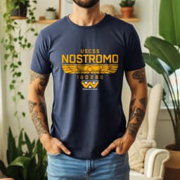 2026 Summer 100% Cotton USCSS Nostromo Graphic Oversized Tee Nostromo Alien Sci-Fi Retro Themed Short Sleeve