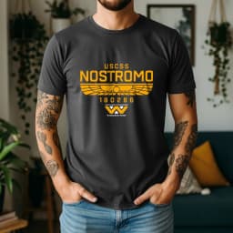 2026 Summer 100% Cotton USCSS Nostromo Graphic Oversized Tee Nostromo Alien Sci-Fi Retro Themed Short Sleeve