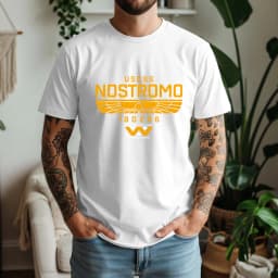 2026 Summer 100% Cotton USCSS Nostromo Graphic Oversized Tee Nostromo Alien Sci-Fi Retro Themed Short Sleeve