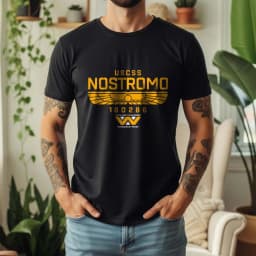 2026 Summer 100% Cotton USCSS Nostromo Graphic Oversized Tee Nostromo Alien Sci-Fi Retro Themed Short Sleeve