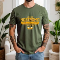 2026 Summer 100% Cotton USCSS Nostromo Graphic Oversized Tee Nostromo Alien Sci-Fi Retro Themed Short Sleeve