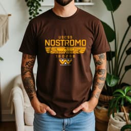 2026 Summer 100% Cotton USCSS Nostromo Graphic Oversized Tee Nostromo Alien Sci-Fi Retro Themed Short Sleeve