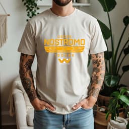 2026 Summer 100% Cotton USCSS Nostromo Graphic Oversized Tee Nostromo Alien Sci-Fi Retro Themed Short Sleeve