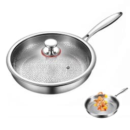Uncoated Pure Titanium Non Stick Frying Pan 26 28 30cm Fish Scale Hammer Pattern For Steak Kitchen Cookware Household