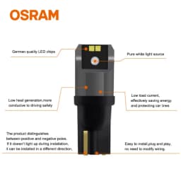 OSRAM LED T10 6000K W5W 194 LEDriving SL Advance 6000K White Car Reading Bulbs Door Lamps Interior Light 12V 1.5W 2980CW, Pair