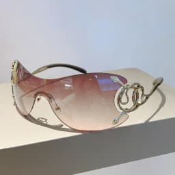 Y2k Rimless Sunglasses Women One Piece Lens Outdoor Shades Trendy Luxury Brand Design Metal Frame Punk Glasses Eyewear Goggle