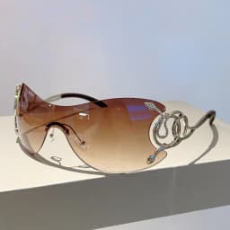 Y2k Rimless Sunglasses Women One Piece Lens Outdoor Shades Trendy Luxury Brand Design Metal Frame Punk Glasses Eyewear Goggle