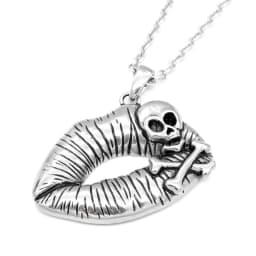 Men's Women's Universal Retro Creative Lips Skull Embossed Pendant Necklace Anniversary Gift Jewelry Hip Hop Punk Wholesale