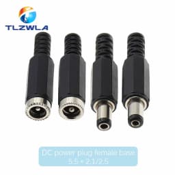10PCS 24V 12V 3A Plastic Male Plugs + Female Socket Panel Mount Jack 5.5x2.1mm DC Power Connector Electrical Supplies 5.5*2.5