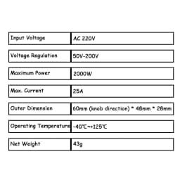 Voltage Regulator 2000 Watt AC 50 - 220 Volt Dimmer SCR Power Regulator Motor Speed Controller Home Improvement Regulators 2000W