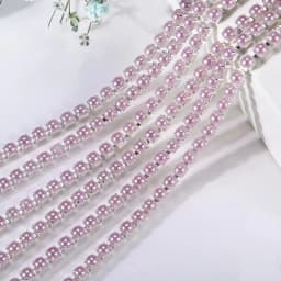 2mm 2.5mm 1yard/Piece 12Colors  Colorful Pearl Claw Chain,Silvery Bottom Sew on Cup Chains For Diy Garment Bags Decorations