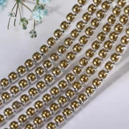 2mm 2.5mm 1yard/Piece 12Colors  Colorful Pearl Claw Chain,Silvery Bottom Sew on Cup Chains For Diy Garment Bags Decorations
