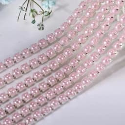 2mm 2.5mm 1yard/Piece 12Colors  Colorful Pearl Claw Chain,Silvery Bottom Sew on Cup Chains For Diy Garment Bags Decorations