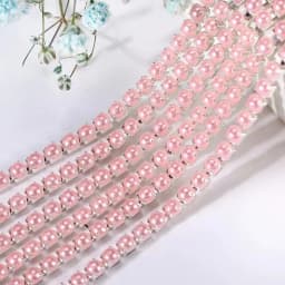 2mm 2.5mm 1yard/Piece 12Colors  Colorful Pearl Claw Chain,Silvery Bottom Sew on Cup Chains For Diy Garment Bags Decorations