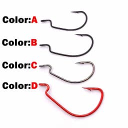 OUTKIT 10pcs mini Style Soft Worm Hooks High Carbon Steel Wide Super Lock Fishhooks Lure Softjerk Rockfishing Fishing Tackle