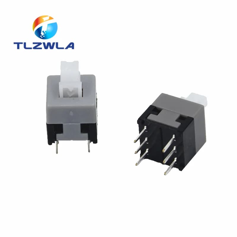 10PCS Mini Push button switch 6Pin Push Tactile Power Micro Switch Self lock On/Off button Latching switch 8.5X8.5mm 8.5*8.5mm