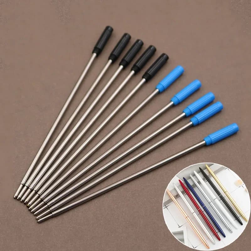 10 Pcs/Lot Rotating Metal Pen Refill Special Ballpoint Pen Refill Rod Cartridge Core Ink Recharge Black Blue Ink 11.6cm