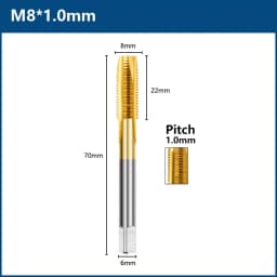 HSS Titanium Coating Screw Tap Drill Bit M2 M2.5 M3 M3.5 M4 M5 M6 M8 M10 M12 Metric Straight Flute Thread Tap Hand Tools