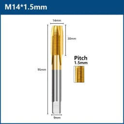 HSS Titanium Coating Screw Tap Drill Bit M2 M2.5 M3 M3.5 M4 M5 M6 M8 M10 M12 Metric Straight Flute Thread Tap Hand Tools