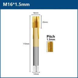 HSS Titanium Coating Screw Tap Drill Bit M2 M2.5 M3 M3.5 M4 M5 M6 M8 M10 M12 Metric Straight Flute Thread Tap Hand Tools