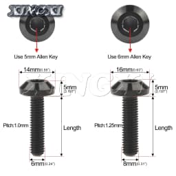 Xingxi Titanium Bolt M6/M8X12/15/20/25/30/35/40mm Allen Key Head Ti Screw For Bicycle Motorcycle Brake