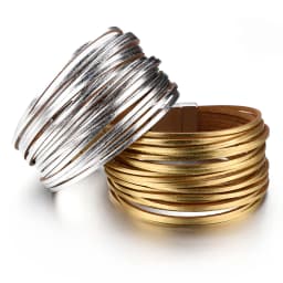 ALLYES Simple Gold Silver Color Leather Bracelets For Women Fashion 2025 Boho Multilayer Strips Wide Wrap Bracelet Jewelry
