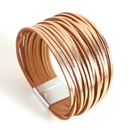 ALLYES Simple Gold Silver Color Leather Bracelets For Women Fashion 2025 Boho Multilayer Strips Wide Wrap Bracelet Jewelry