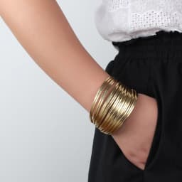 ALLYES Simple Gold Silver Color Leather Bracelets For Women Fashion 2025 Boho Multilayer Strips Wide Wrap Bracelet Jewelry