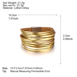 ALLYES Simple Gold Silver Color Leather Bracelets For Women Fashion 2025 Boho Multilayer Strips Wide Wrap Bracelet Jewelry