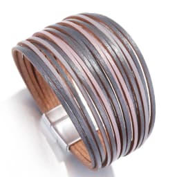 ALLYES Simple Gold Silver Color Leather Bracelets For Women Fashion 2025 Boho Multilayer Strips Wide Wrap Bracelet Jewelry