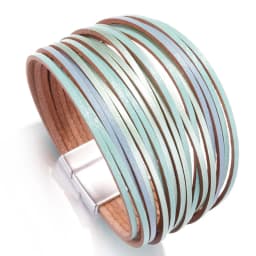 ALLYES Simple Gold Silver Color Leather Bracelets For Women Fashion 2025 Boho Multilayer Strips Wide Wrap Bracelet Jewelry