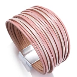 ALLYES Simple Gold Silver Color Leather Bracelets For Women Fashion 2025 Boho Multilayer Strips Wide Wrap Bracelet Jewelry