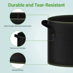 1-10PCS Non-Woven Grow Bags Aeration Fabric Pots with Handles Flower Pot Vegetable/Flower/Plant Grow Bags 3/5/7/10/15/20 Gallon