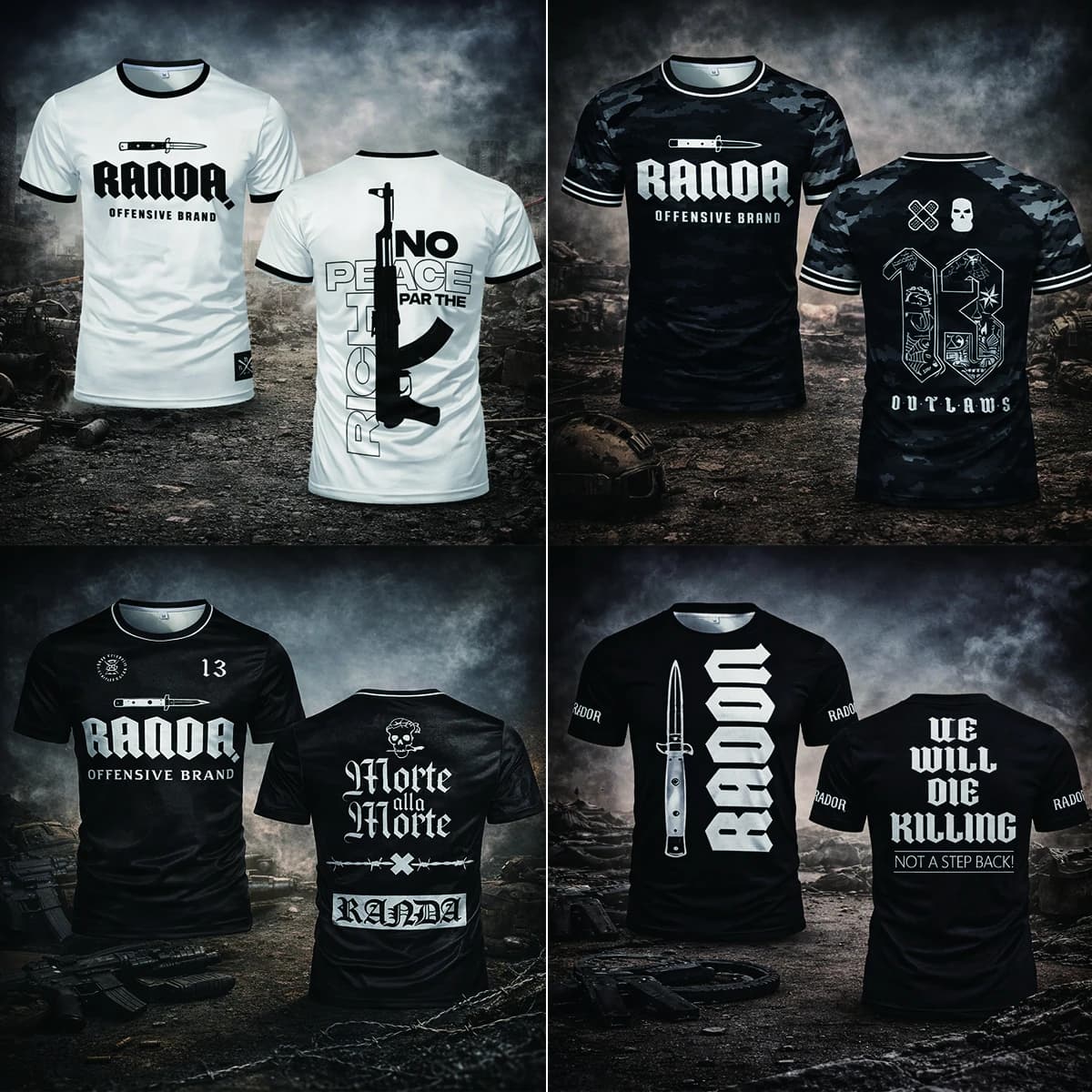 Randa Gothic Tactical T-shirt  Breathable Sportswear | Unisex Combat-style Apparel | Outdoor Crew Neck Short-sleeve Top For Men