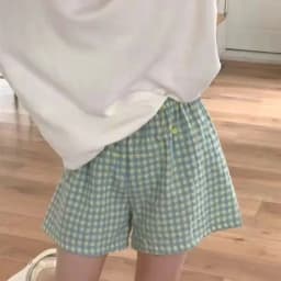 Shorts Women's Bottoms Soft Pants Plaid Print Spwear Pants Womens Pajama Pant Summer Loose Shorts Thin Pajamas Cotton Women