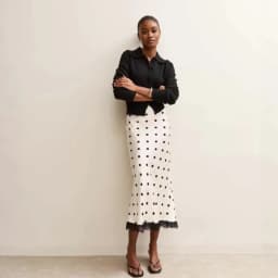 Elegant Polka Dot Skirt For Women Casual High Waist Satin Silk Patchwork Lace Midi Skirts 2026 Y2k Vintage Female Streetwear