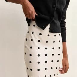 Elegant Polka Dot Skirt For Women Casual High Waist Satin Silk Patchwork Lace Midi Skirts 2026 Y2k Vintage Female Streetwear
