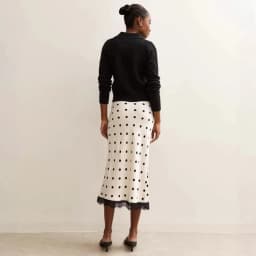 Elegant Polka Dot Skirt For Women Casual High Waist Satin Silk Patchwork Lace Midi Skirts 2026 Y2k Vintage Female Streetwear