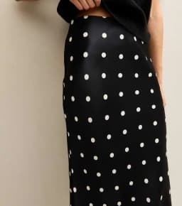 Elegant Polka Dot Skirt For Women Casual High Waist Satin Silk Patchwork Lace Midi Skirts 2026 Y2k Vintage Female Streetwear