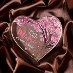2D Heart Acrylic Mother's Day Gift Cherry Blossom & German Engraving Holiday & Photo Decor Collectible